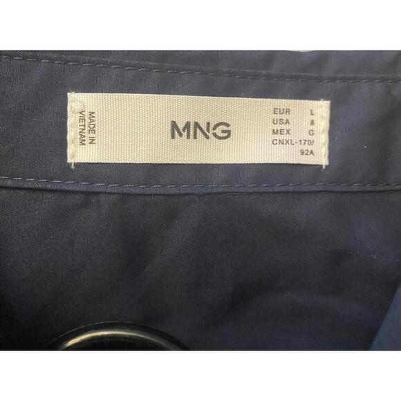 Mango Stylish Navy Blue Button-Up Shirt NWOT - Picture 7 of 12